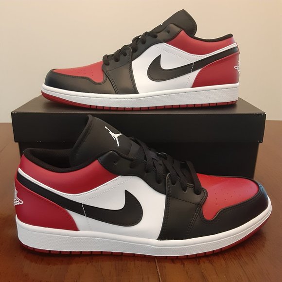 SIZE 11.5 - Nike Air Jordan 1 Low Bred Toe - 553558-612 - AUTHENTIC NEW!! - Picture 2 of 6